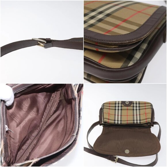 Burberrys Nova Check Shoulder Bag Canvas Beige Gold Auth 114798 - Picture 16 of 16